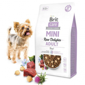 Ултра премиум храна за кучета от малки породи Brit Care Mini FD Raw Delights Beef с лиофилизирани парченца сурово говеждо месо, БЕЗ зърно